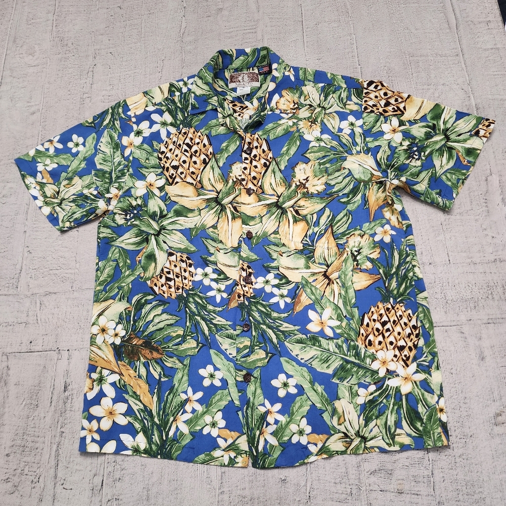 Vintage Kalaheo Hawaiian Shirt USA‎ Made  Pineapple Floral Print Size S